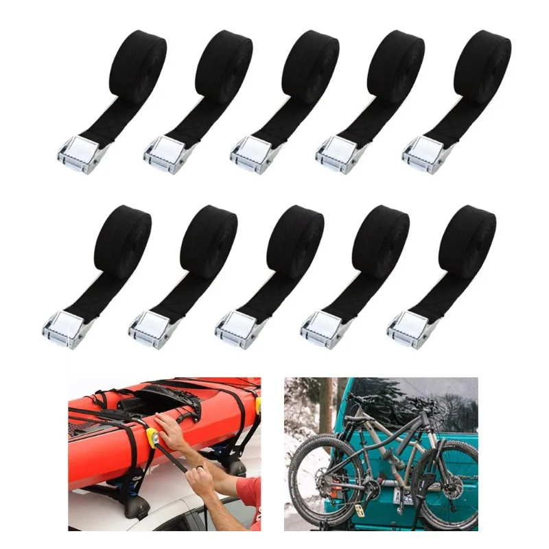 جديد 1 متر/2 متر/3 متر/4 متر/5 متر أسود مشبك التعادل أسفل حزام البضائع الأشرطة لسيارة دراجة نارية مشبك معدني حبل للسحب حزام بسقاطة قوية #2