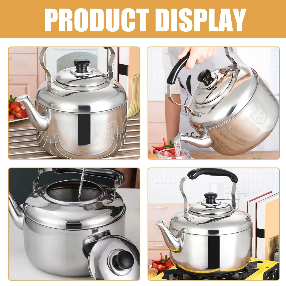 

Чайник для кипячения воды из нержавеющей стали, маленький, со свистком, для кемпинга, для плиты, для кухни