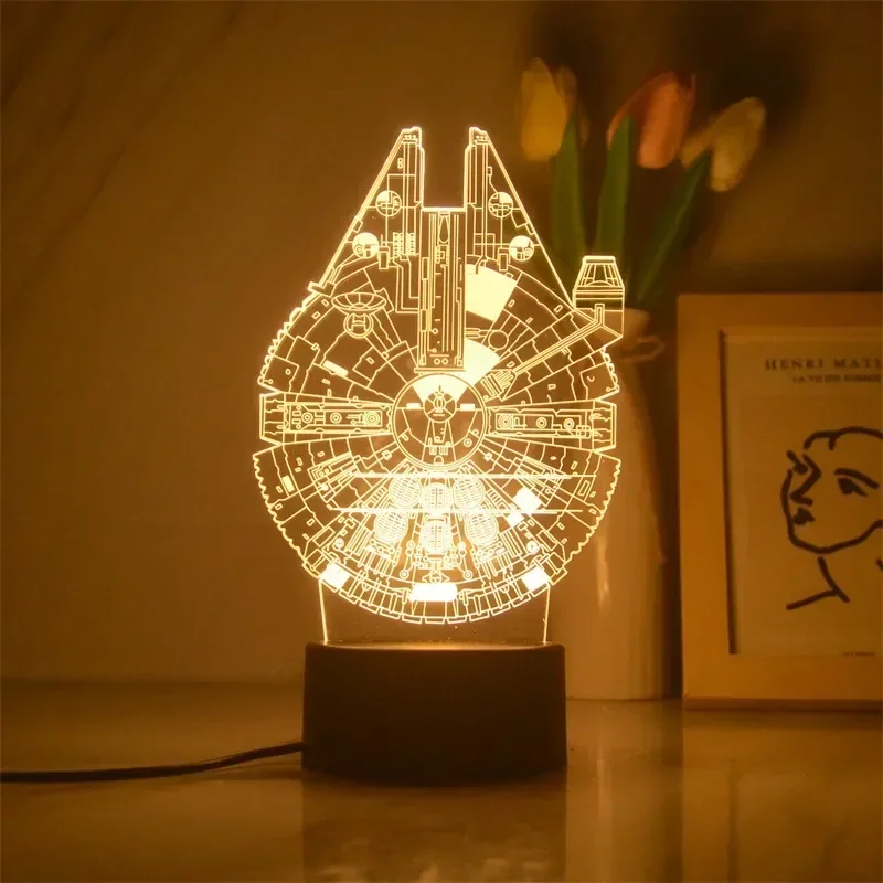 Anime gwiezdne wojny 3d lampka nocna LED słodka Baby Yoda Model figurki lampa stołowa fajne zabawki dzieci chłopców dziewczynki prezenty urodzinowe