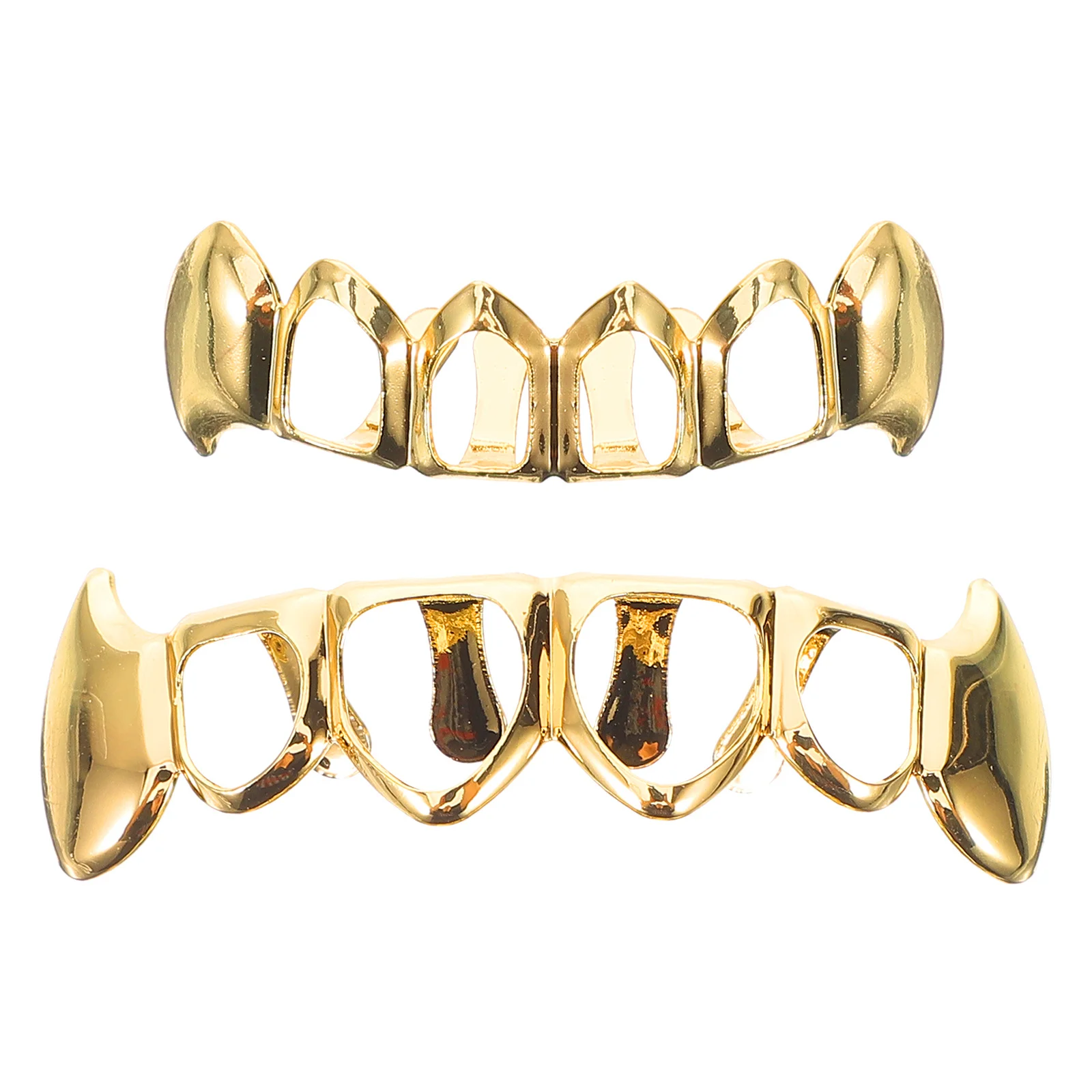 1 Zestaw Pozłacanych Metalowych Grilli na Zęby Unikalny Design Wygodne Dopasowanie Pojedynczy Grill na Usta dla Miłośników Muzyki Hip Hop Noszone na Zęby