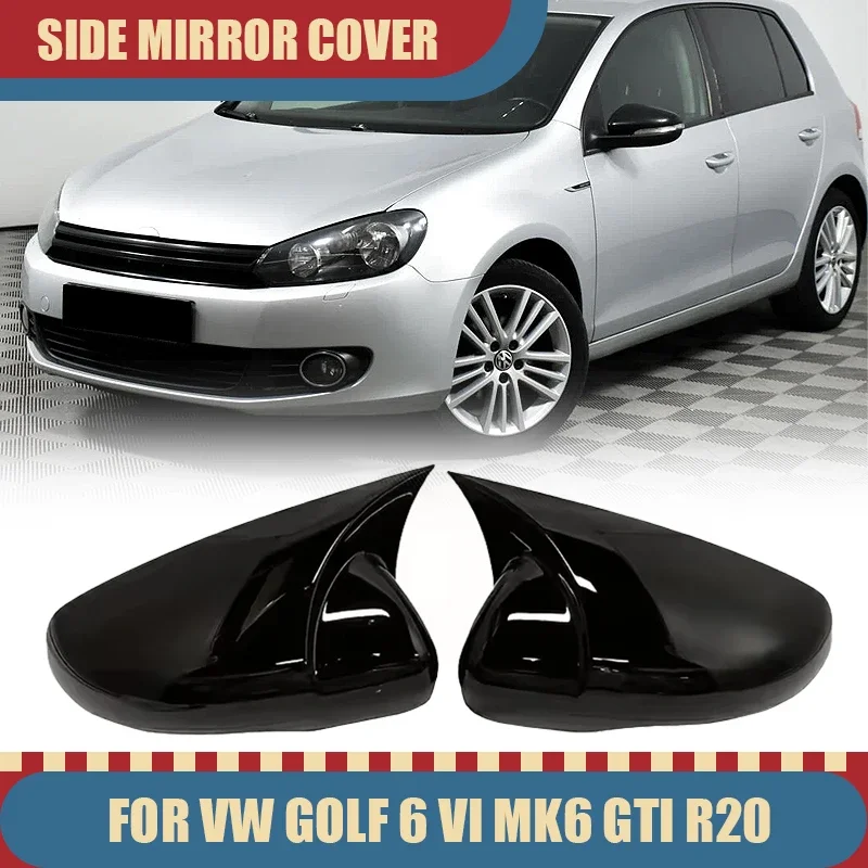 

2PC Bat style Add-on Side Mirror Covers For VW Golf 6 VI MK6 GTI R20 sticker horn shape auto tuing Touran 1T3