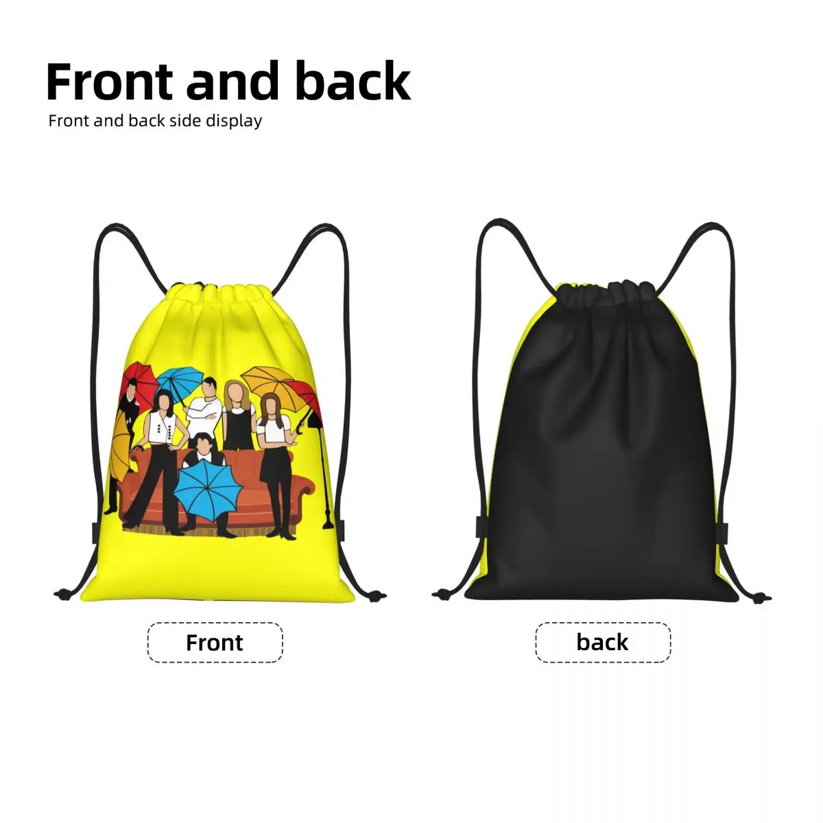 Mochila de almacenamiento con cordón para hombre y mujer, bolso deportivo ligero con diseño de serie de TV personalizable Friends, ideal para gimnasio