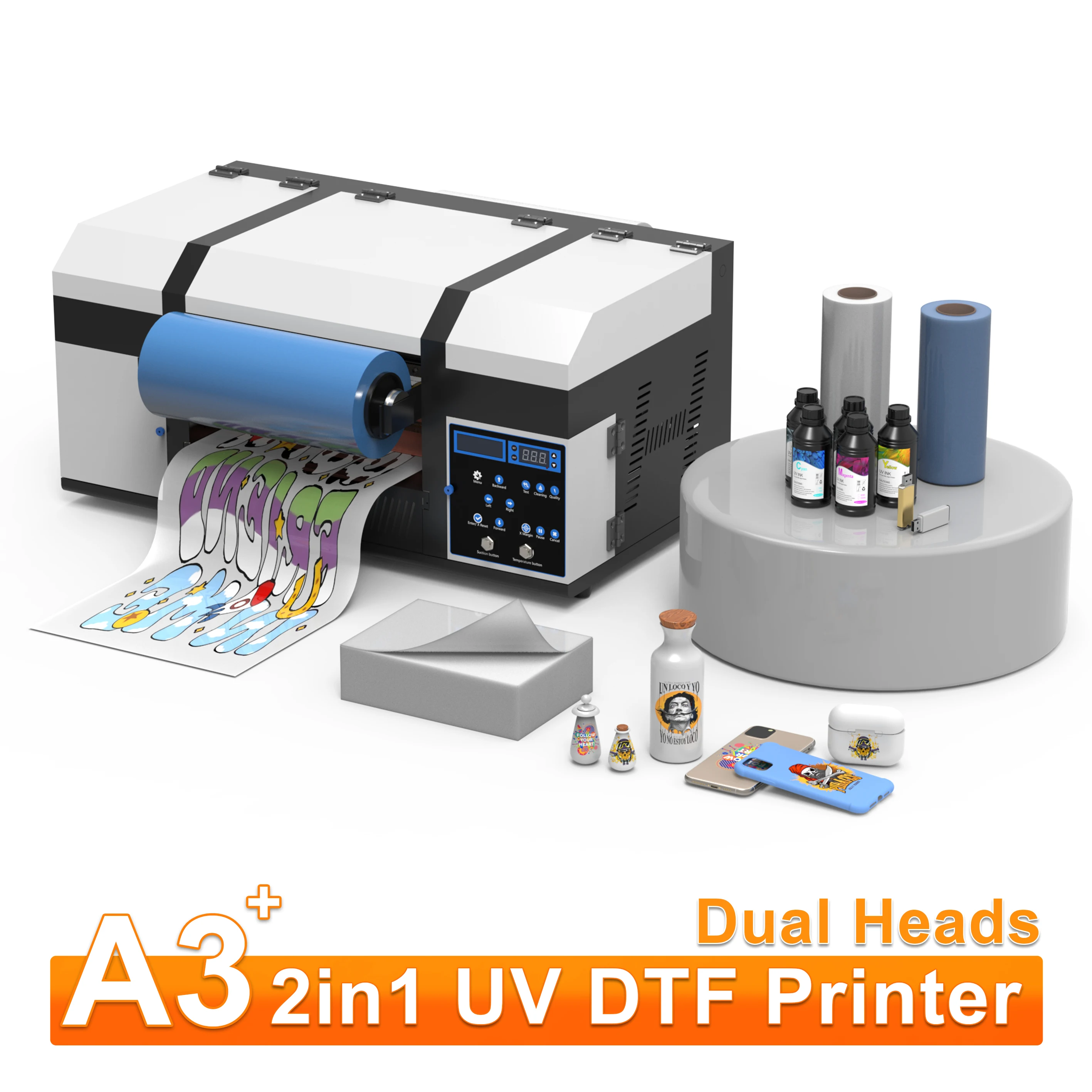 

A3+ UV DTF Printer Impresora Dual Head XP600 UV Printer 2 in 1 UV DTF Sticker Printer Machine A3 Laminating UV DTF Printer