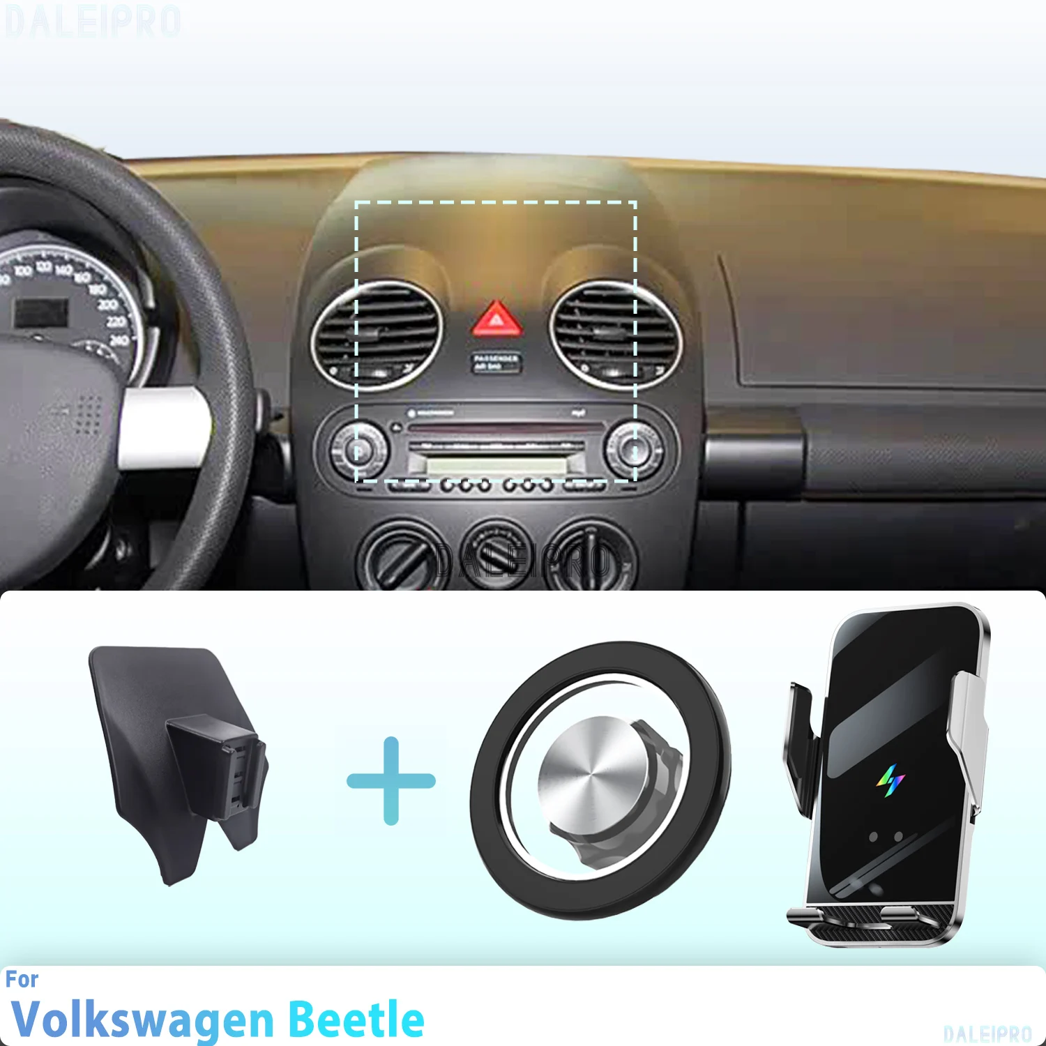 Made to measure for Volkswagen VW Beetle 2004-2009 2010 Phone Holder Car Magnetic Phone Mount Smart Sensing Wireless Charging