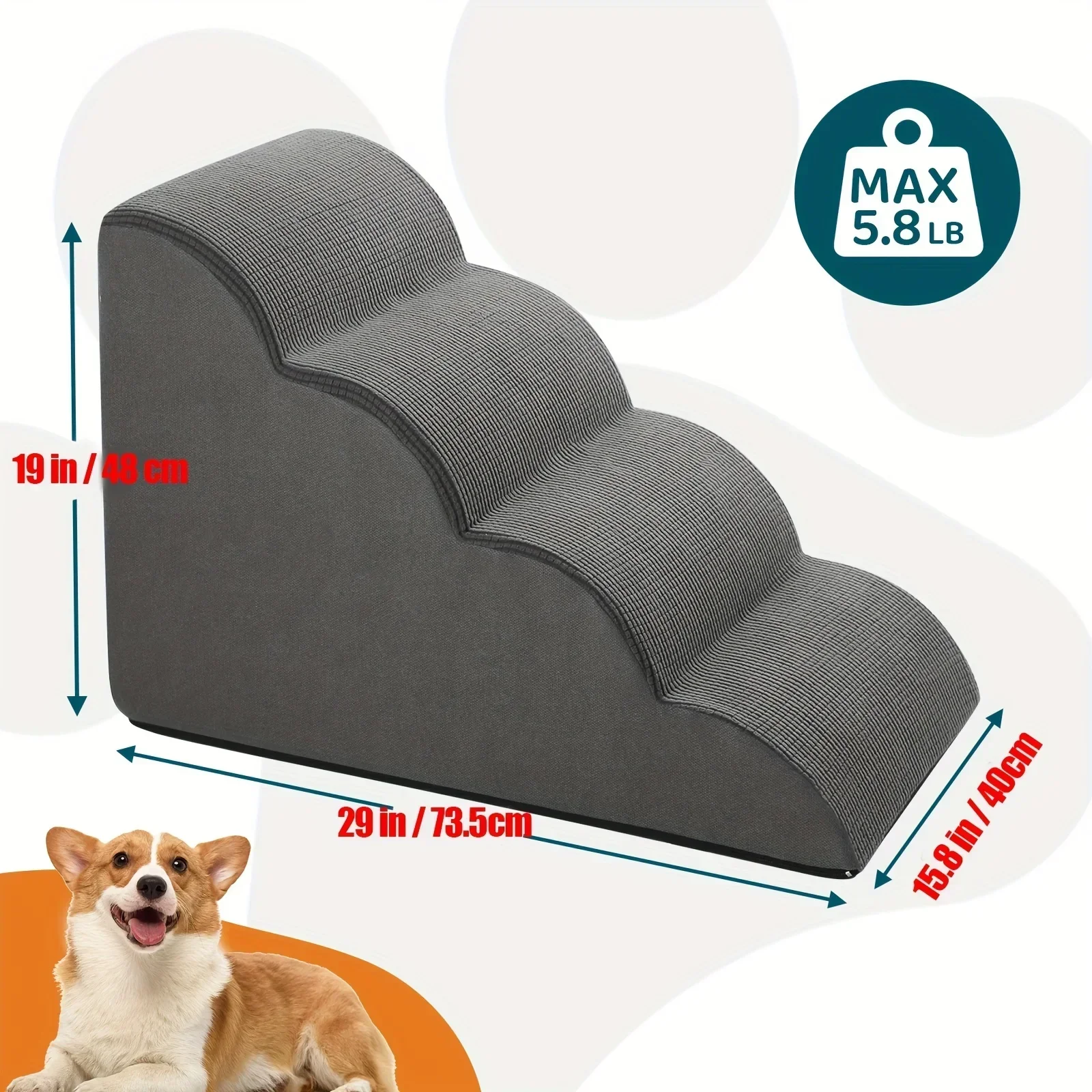Orthopedic Dog Steps with Removable Covers Eco-PU Padding Non-Slip Diamond Treads 2/3/4 Tier Pet Stairs for Elderly Dogs.LABUBO. - view 3