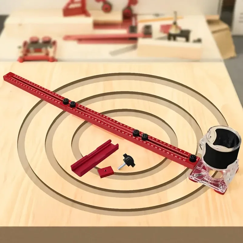 Extended 3-in-1 Router Milling Groove Bracket -Radius Circle Cutting Jig - Aluminum Router Guide for Slotted Grooving