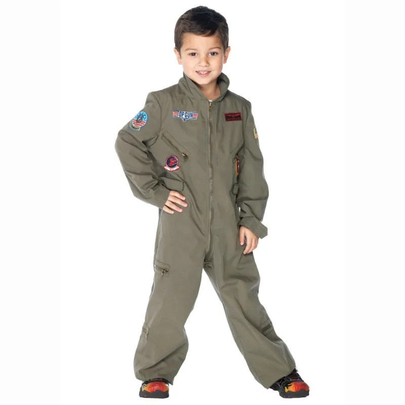 Top Movie Role Playing US Air Force Uniform Halloween Men's Wear Children Adult Army Green Pilot Jumpsuit Astronaut