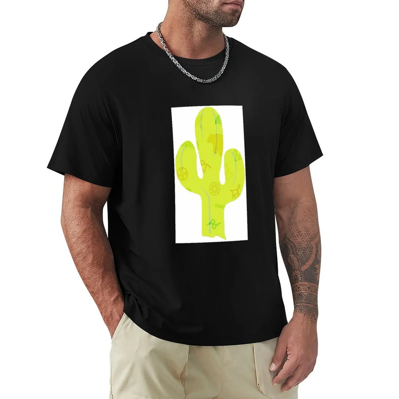 SOUTHWEST NATIVE AMERICAN SYMBOLS CACTI T-Shirt Stretch Fabric Comfort T-Shirt