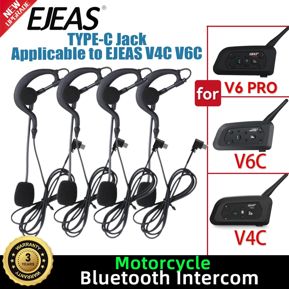 

10PCS EJEAS Original Type-C Jack Referee Headset for EJEAS VC6 PRO+/V4C Vnetphone Football Referee Bluetooth Headset Accessories