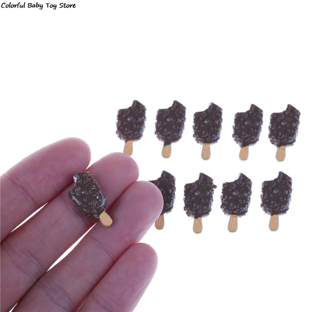 5pcs/lot Dolls DIY Crunchy Ice-lolly Simulation Food Miniature Pretend Toy Mini Ice Cream Bar Resin  For Dolls Accessories