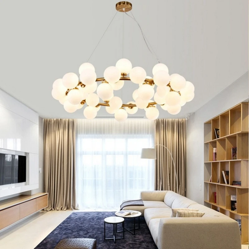 Nordic Style Bubble Ball Led Pendant Lights for Living Dining Room Food Tables Bedroom Chandelier Home Decor Light Fixture