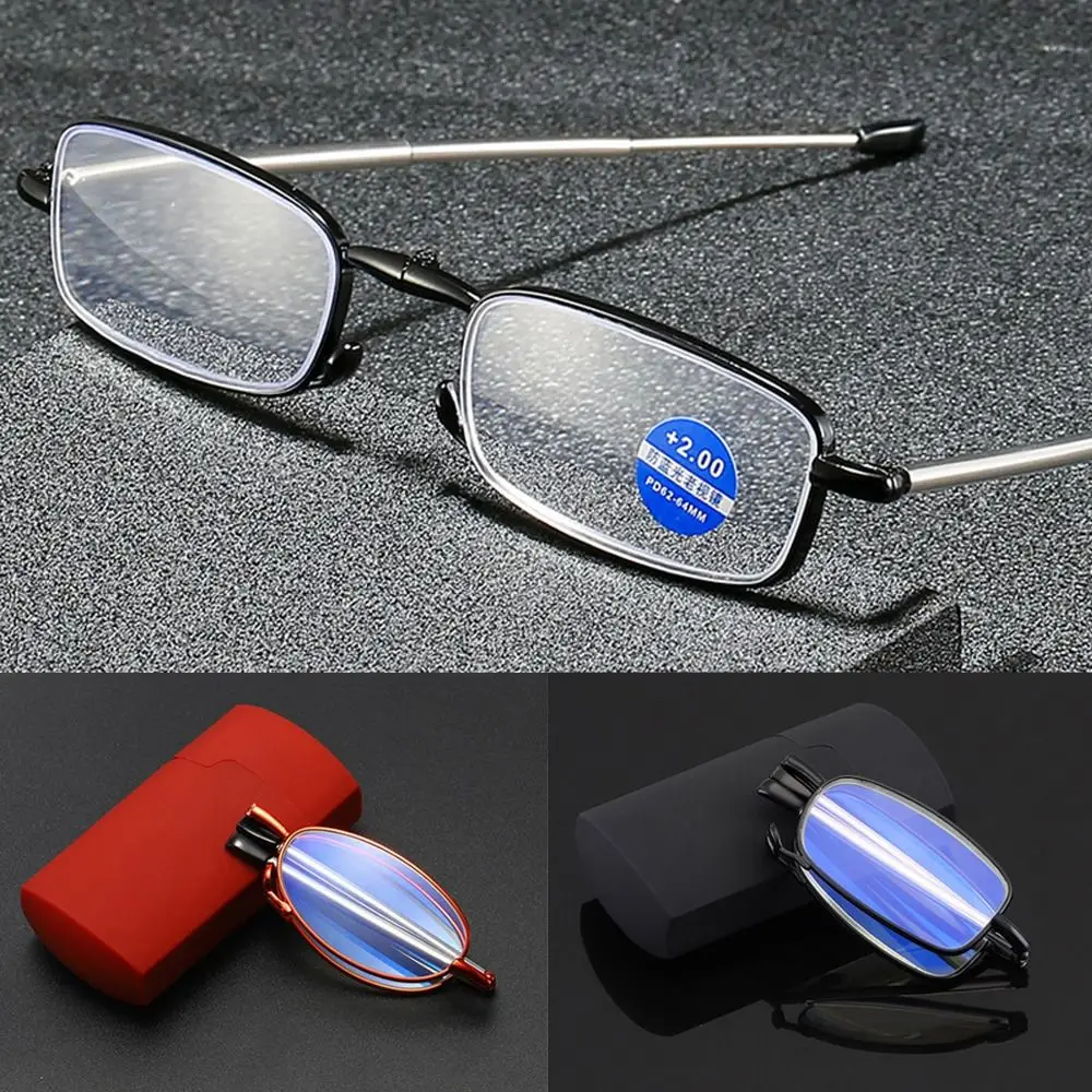 Portable Ultra Light Resin Reading Glasses Metal Frame Telescopic Legs Eyeglasses Anti-Blue Light Presbyopia Eyewear Women Men