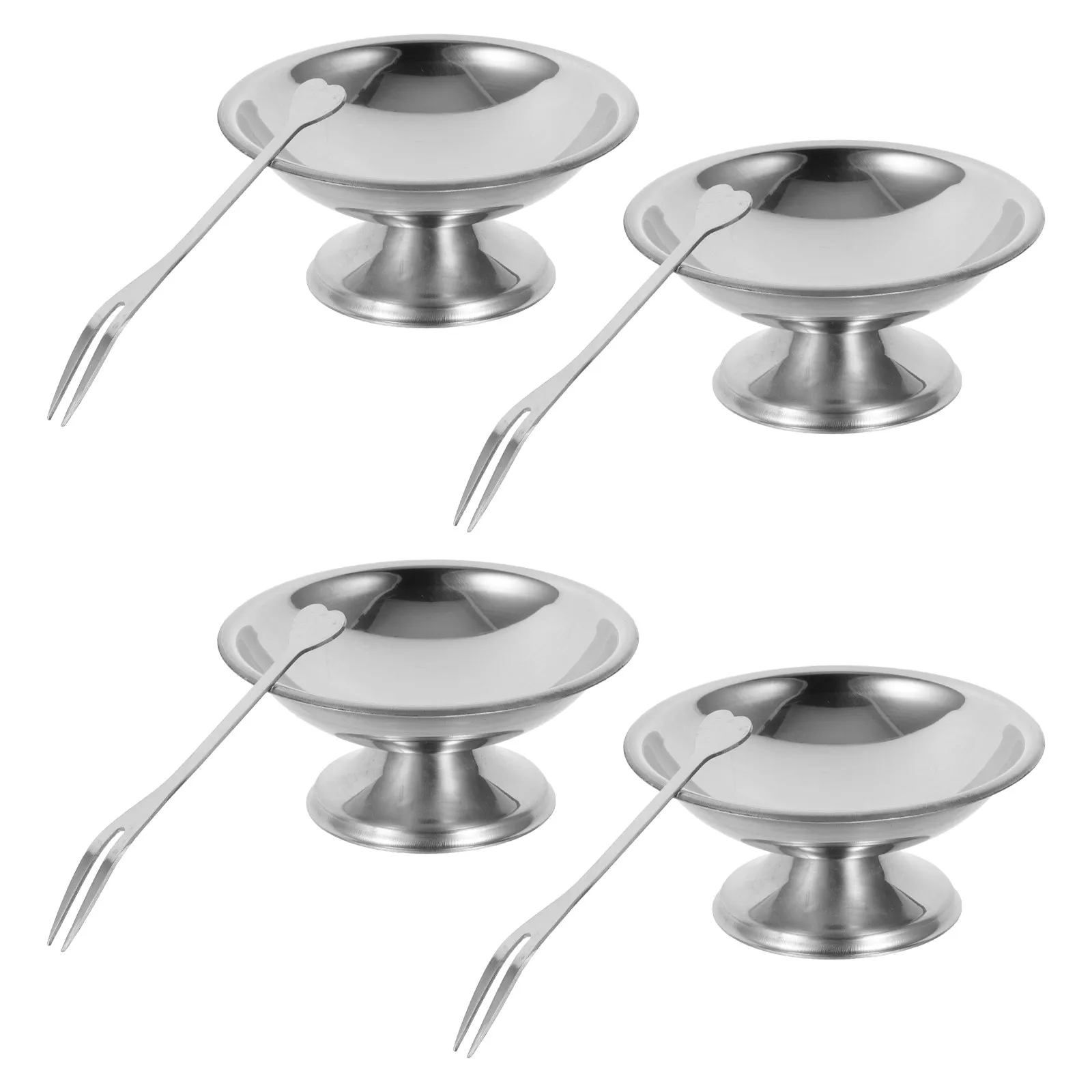 

Набор из 4 десертных чаш из нержавеющей стали на ножке для мороженого, йогурта, салатов, пудингов, сандэ, закусок, конфет и фруктов