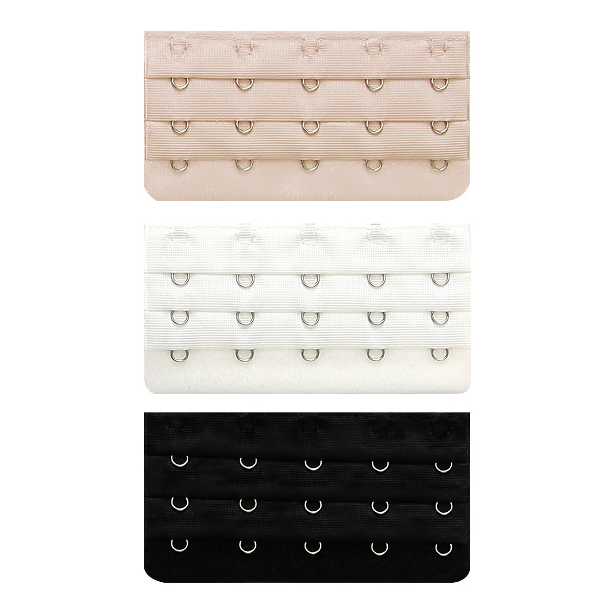 3Pcs Women's Soft & Stretchy 3 Rows X 5Hooks Bra Extenders