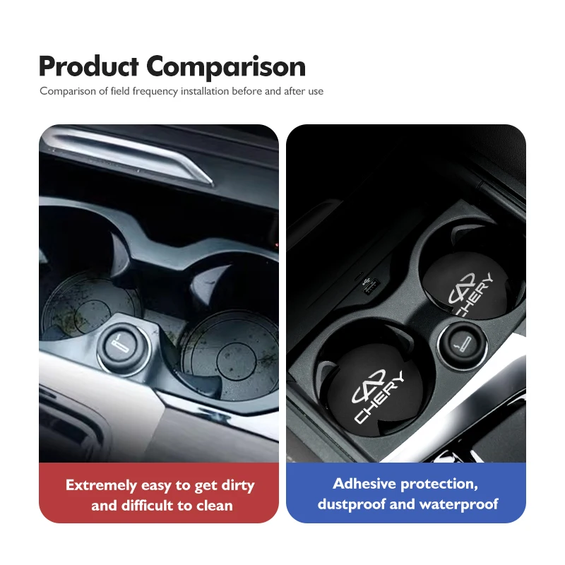 2Pcs Leather Car Coasters, Anti-Slip Water Cup Mat Drink Pad For Chery Omoda Arrizo E5 Jaecoo C5