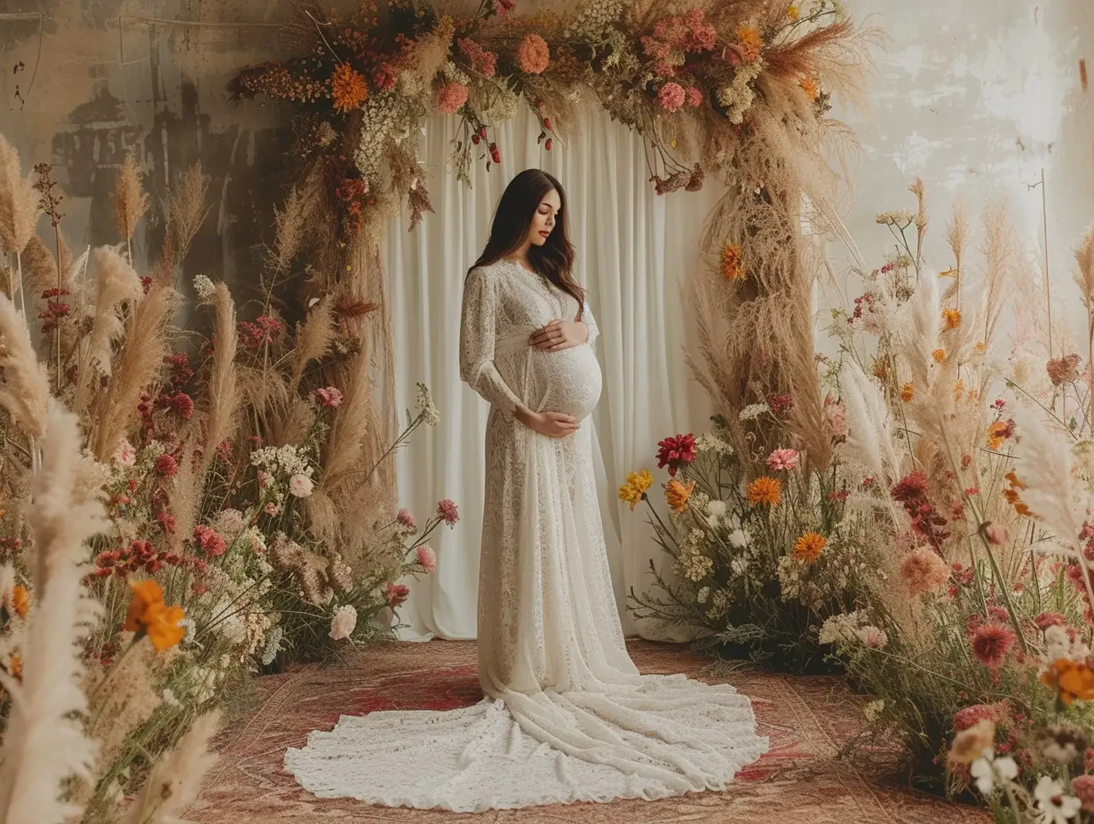 Mehofons latar belakang fotografi Boho lengkungan bunga jendela dewasa ulang tahun pernikahan potret bersalin dekorasi latar belakang Studio foto