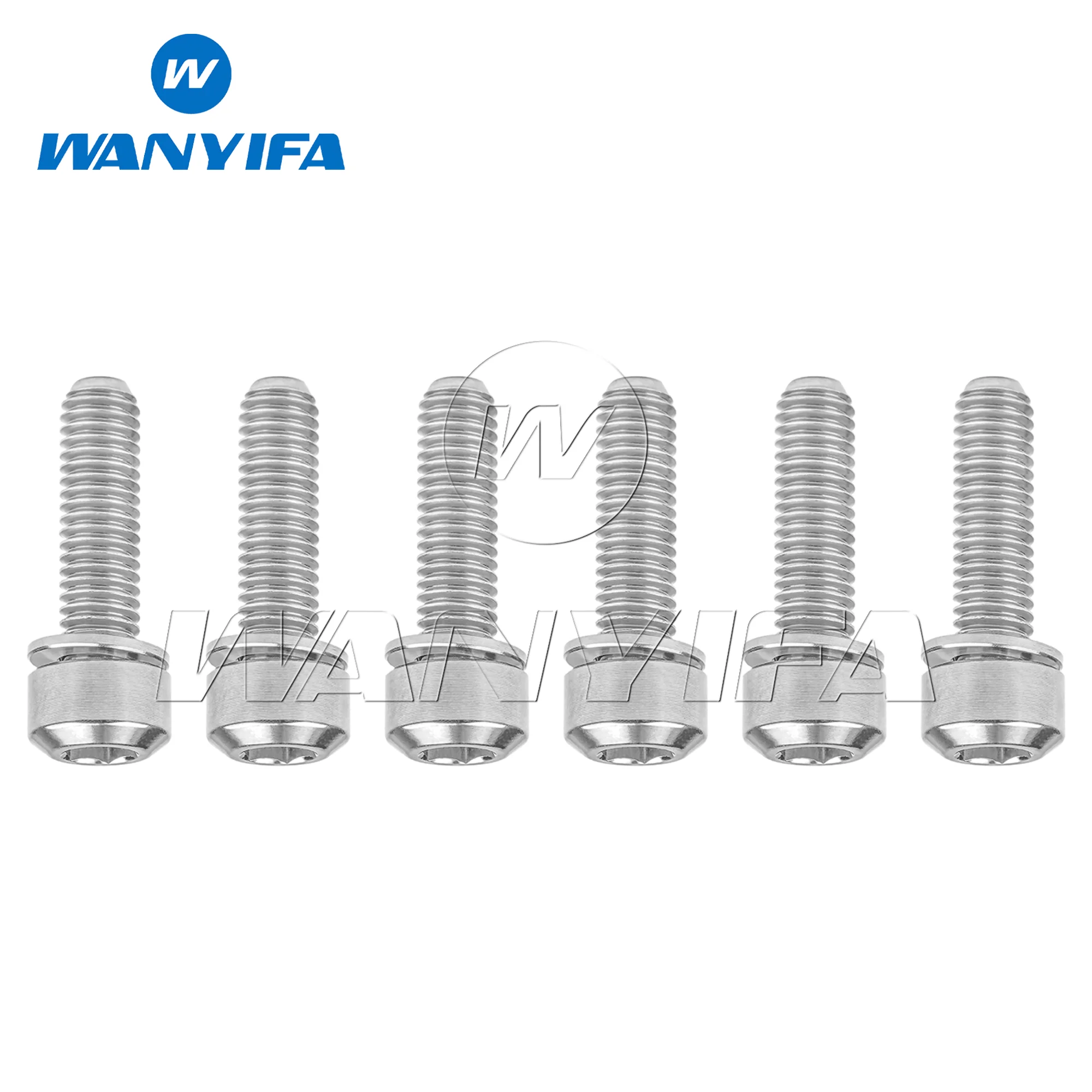 Wanyifa Titanium Bolt M5x16mm M5x18mm M5X20mm Titanium Ti Bicycle Stem Screws with Washer 6Pcs Bicycle Accessory