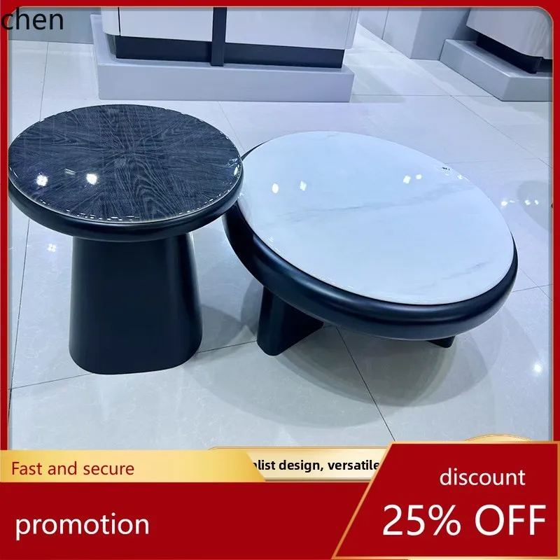 

HT Simple Small Coffee Table Modern Side Table Wooden Round Sofa Leisure Small Round Table Balcony Corner
