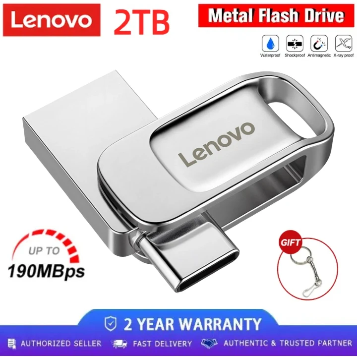 Lenovo-Clé USB OTG, 1 To, 2 en 1, Micro Type-C, 128 Go, 512 Go, 2 To, Capacité réelle, Smartphone Android, Ordinateur portable