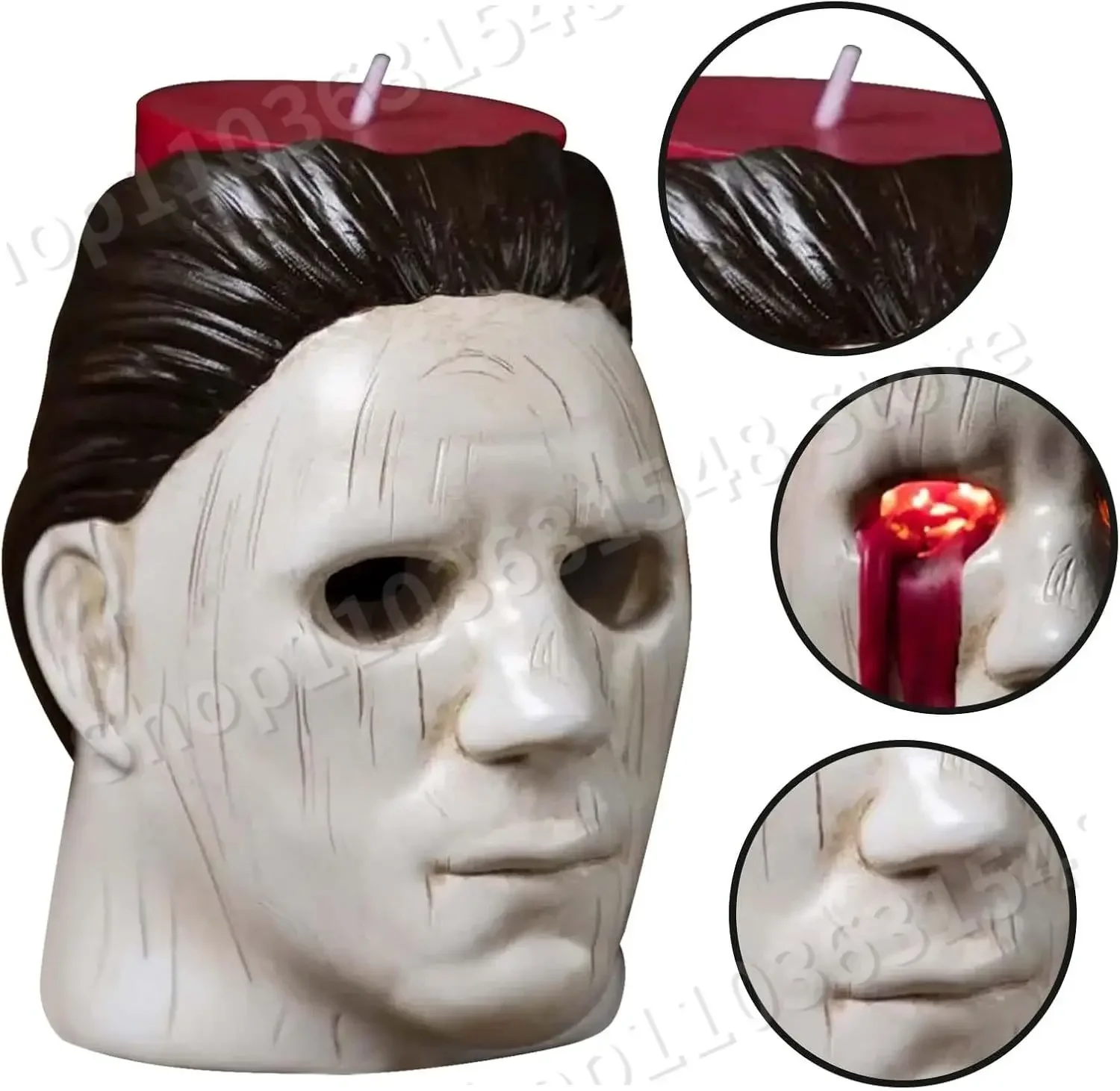 

New Michael Myers Candle Holder Statue with Bleeding Eyes Decor Halloween Candle Horror Holder Decorations Party Candlestick