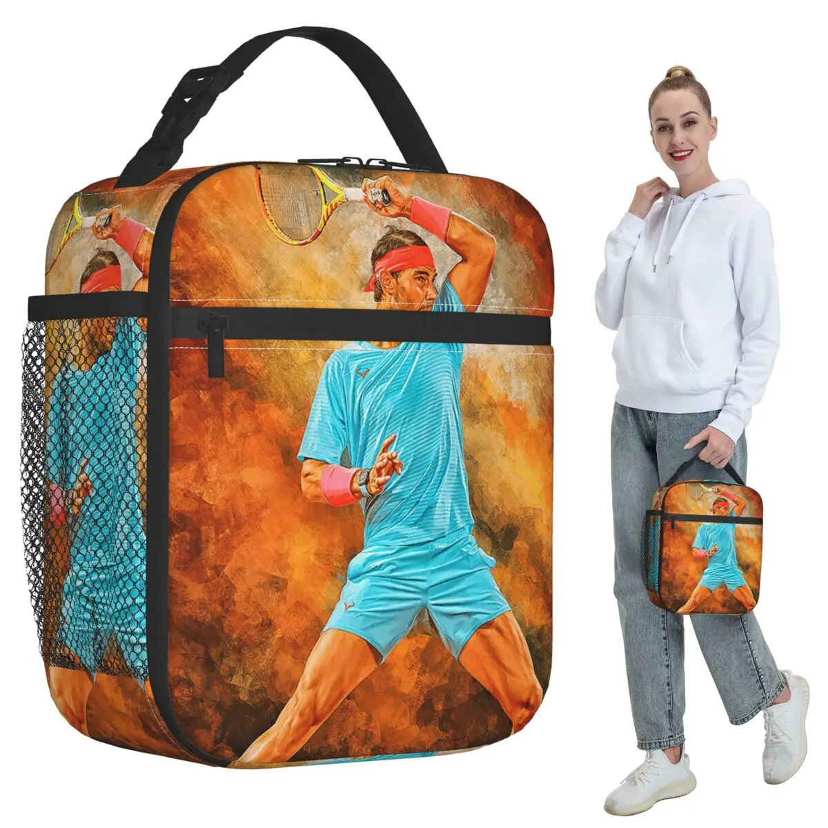 

Wallpaper Rafael Nadal Insulated Lunch Bag for Kids School Cooler Thermal Food Box Tote Portable Lunch Boxes Container