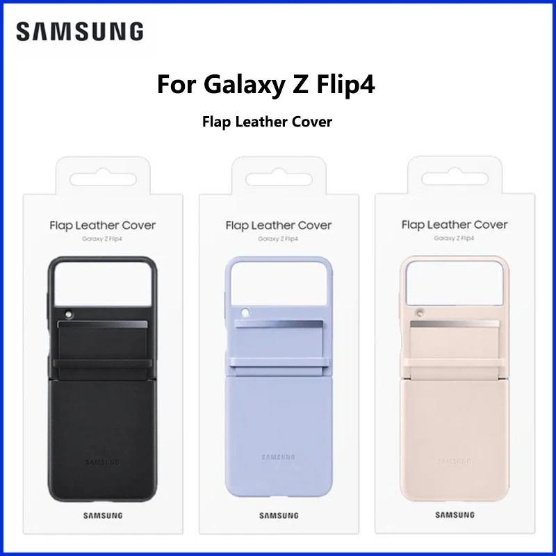 Original Genuine Samsung Galaxy Z Flip4 Flap Leather Cover Protective Premium Luxury Phone Case ZFlip4 Phone Cover EF-VF721