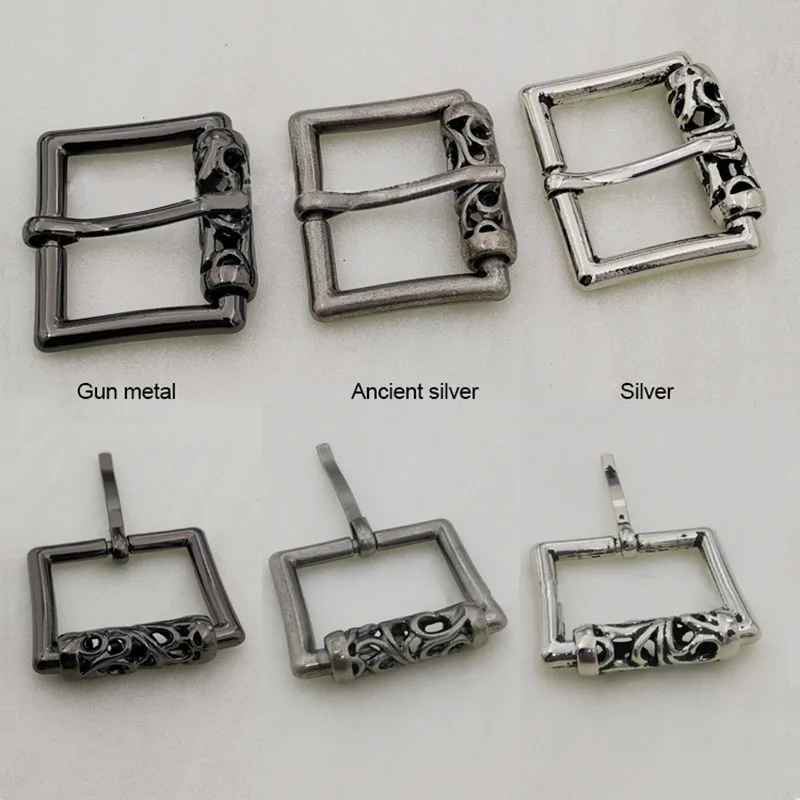 2parts/set Solid Flower embossed Men\'s punk Belt Metal Alloy Head Buckle  Leather Crafts Jeans Straps DIY Accessories