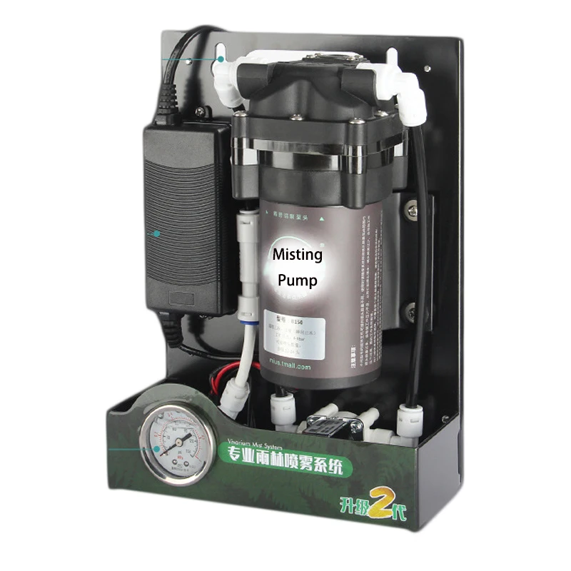 

Smart Misting System for Reptiles in Glass Tank Cooling Mister Sprayer Kit 4 Pistons Pump WIth Water Pressure Gage Piezometer