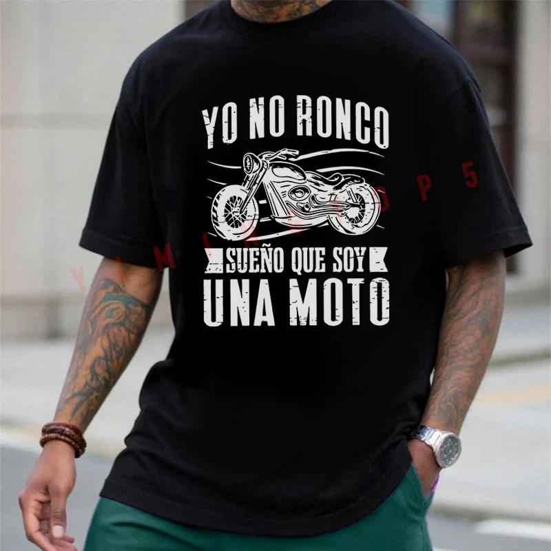 

New Arrived Motorcycle Biker Spanish Sayings Dad Boyfriend Gifts Men's T-shirt Moto Summer Cotton Short Sleeved Casual Tops Tee