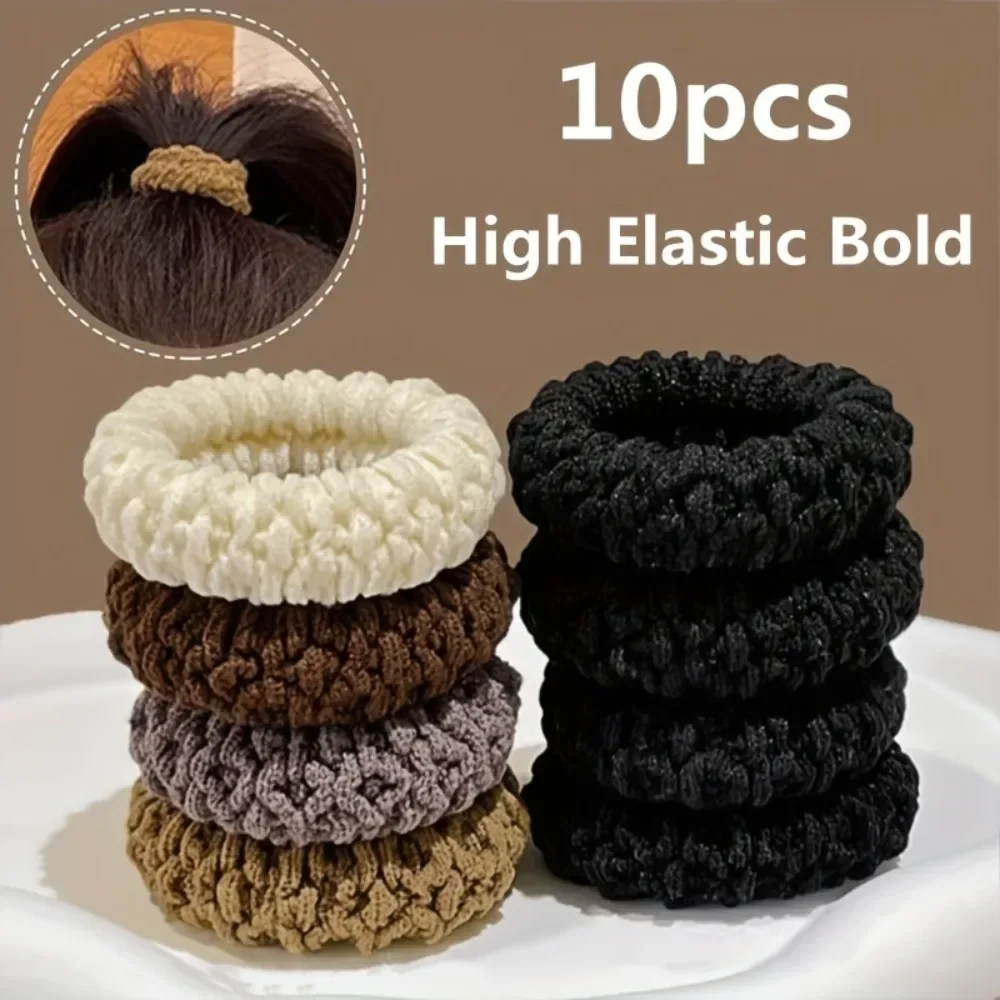 10 fasce per capelli spesse ed elastiche, adatte per donne: cravatte per chignon eleganti e dolci in tinta unita, capelli morbidi e non stretti