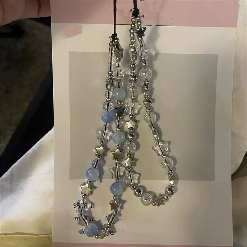 1 Peça de Ornamento Pendurável com Cordão DIY, Corrente para Celular PLR, Pingente de Contas, Câmera CCD, Estrela, Acessório Curto para Capa de Celular