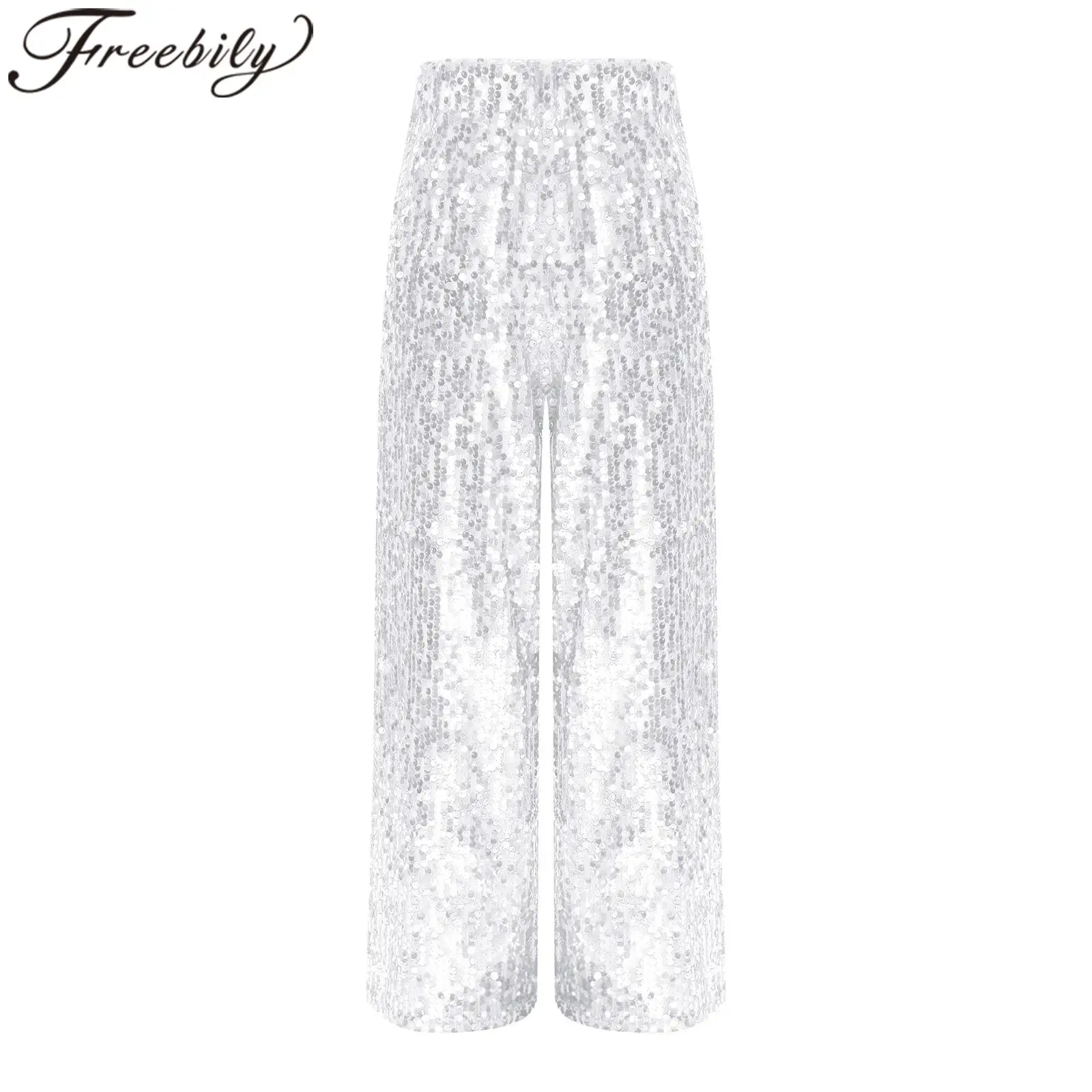 

Girls Jazz Dance Clothes Sequin Festival Costumes Pants Shiny Long Pants Stage Performance Fashion Loose Hip Hop Trouser