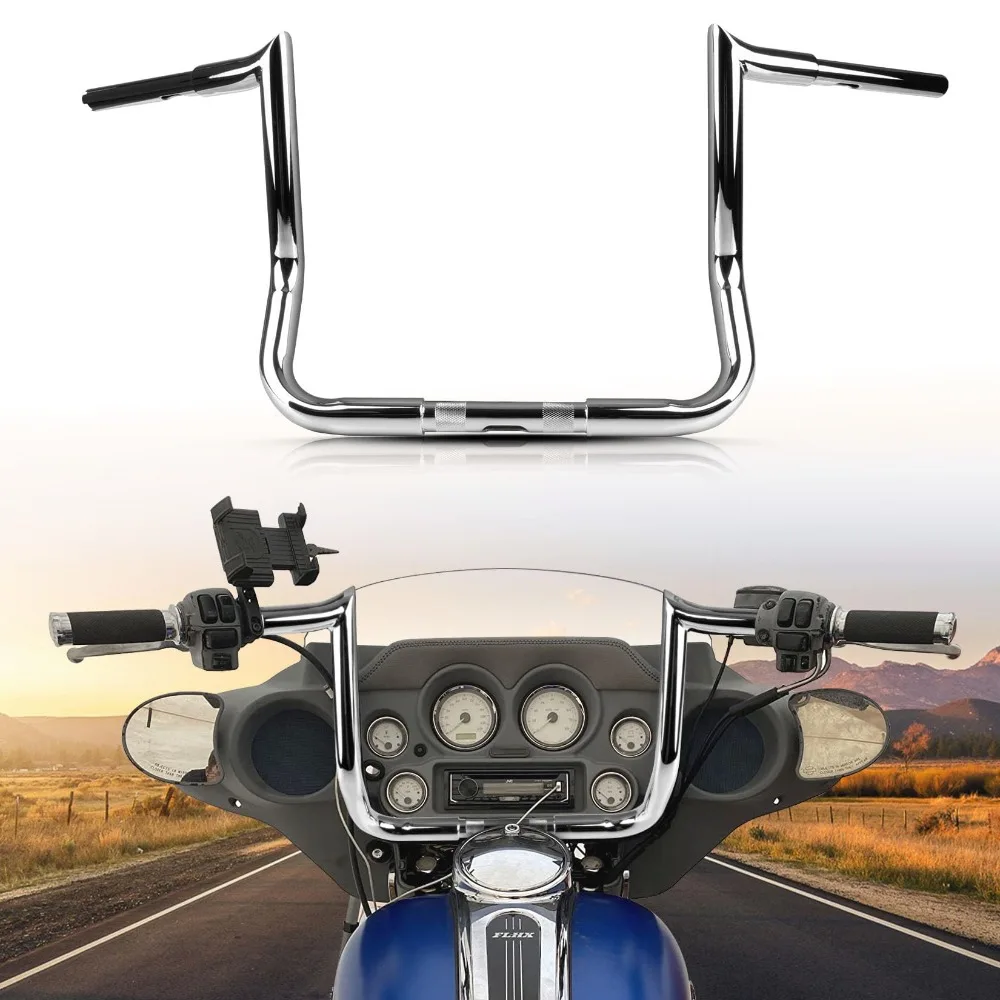 

Ape Hanger Motorcycle Handlebars 1-1/4" 1.25 inch Bar for Harley 1986-2023 Touring Street Glide FLHX&Electra Glide FLH Rise 14"