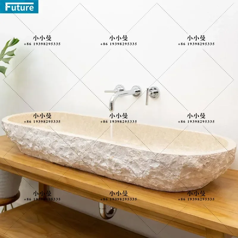 Jinbi Beige Natural Marble Oval Wash Basin Custom Manufacturer Sink for Bathroom Vanity Project