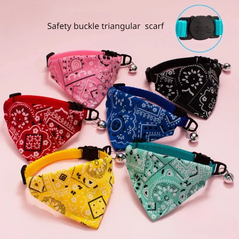 

Pet Bib with Bell Adjustable Pet Saliva Towel Dog Dog Cat Neck Scarf Bandage Collar Triangle Bib Scarf Pet Accessories