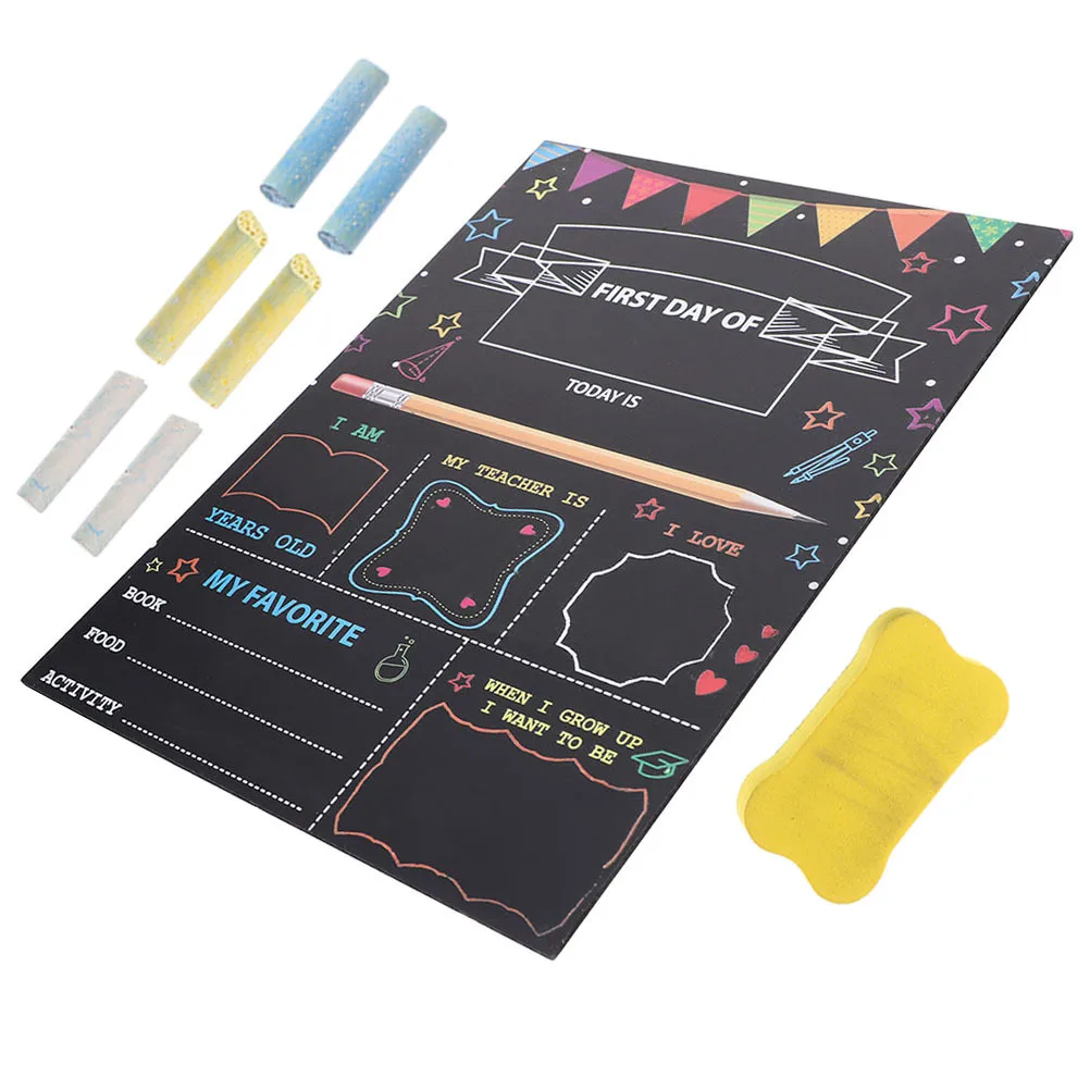 1 مجموعة مزدوجة الوجهين السبورة تسجيل اليوم الأول مدرسة خشبية ديكور المنزل الفصول الدراسية 1st يوم الطباشير مجلس علامة المدرسة الخشبية