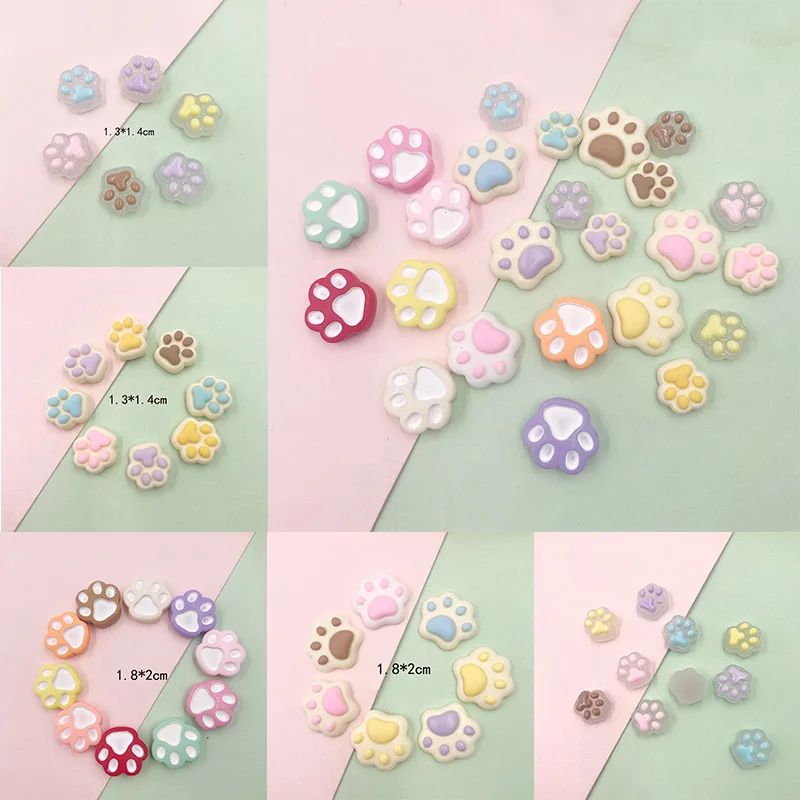 20Pcs Mixed Cute Resin Mini Cartoon Bear Paw Flat Back Cabochon Scrapbook Kawaii DIY Embellishments Jewelry Making Accessories