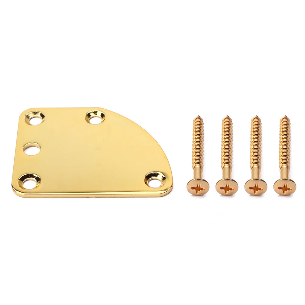 

5 Holes Electric Guitar Neck Plate Bass Gv110 Golden Durable Lightweight Easy Installation Replacement Guitar Neck Plate