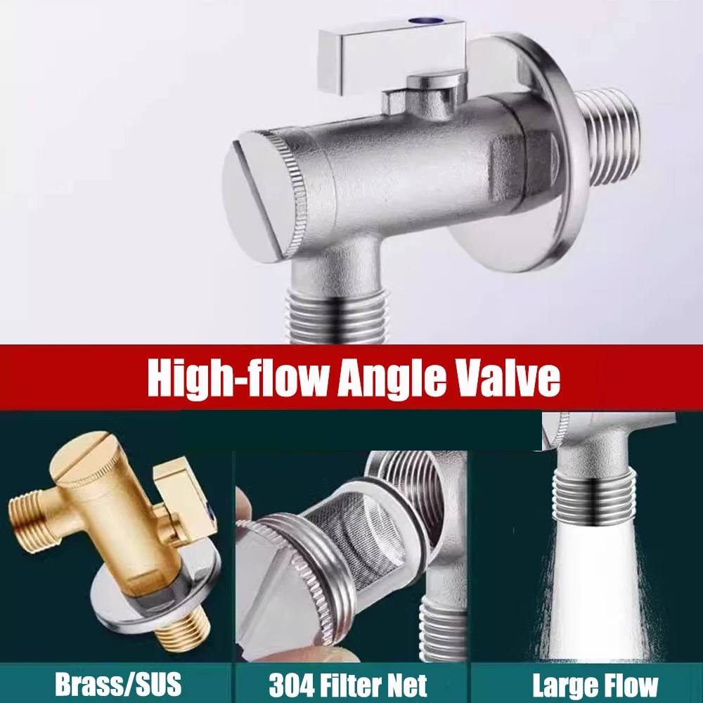 Brass/Stainless Steel Intelligent Toilet Special Angle Valve With Filter Screen For Bathroom Toilet Bidet Large Flow Diverter