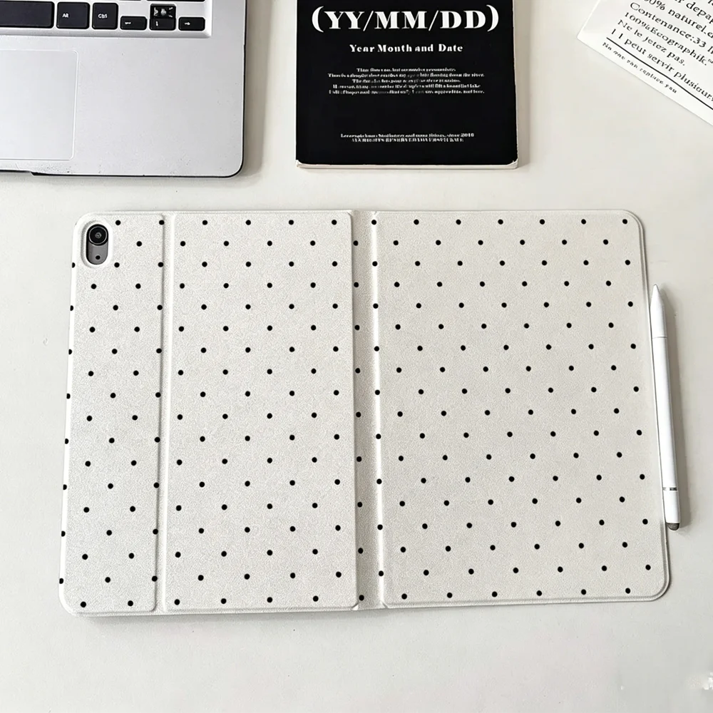 Korean INS Minimalist White Polka Dot For iPad Pro 13 11 M5 M4 M3 M2 Air 3 2 1 11th A16 12.9'' 10 9 8 5 Th Mini 7 6 5 4 Case