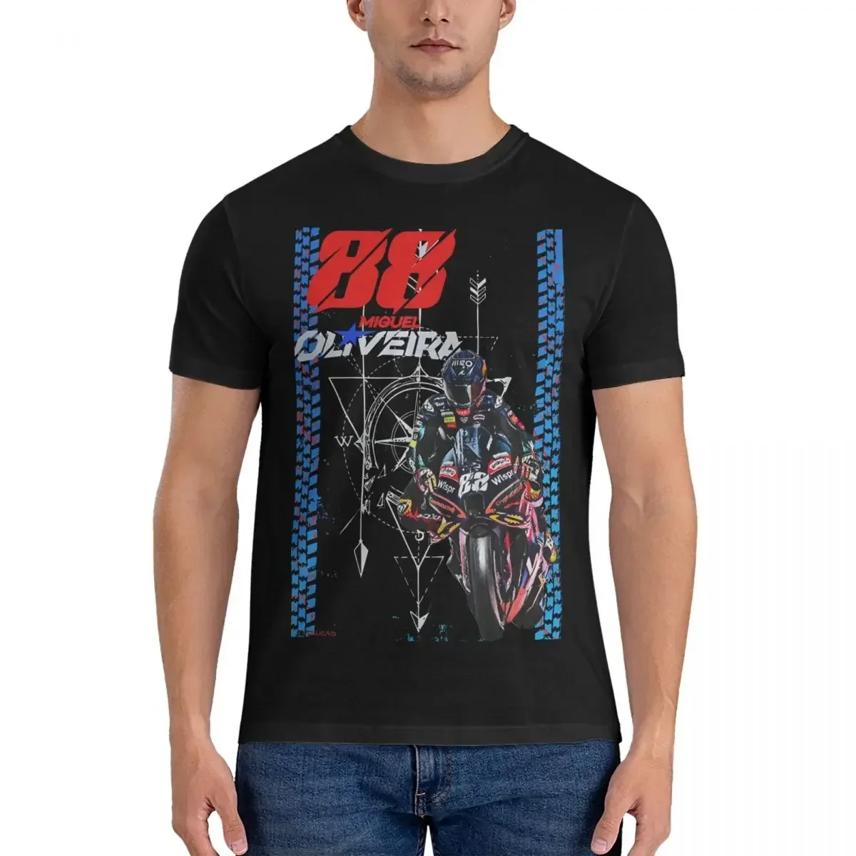 Round Neck Aprilias Tees Short Sleeve Tops Miguel Oliveira Racing #88 T Shirts Men 100% Cotton Leisure T-Shirt Informal