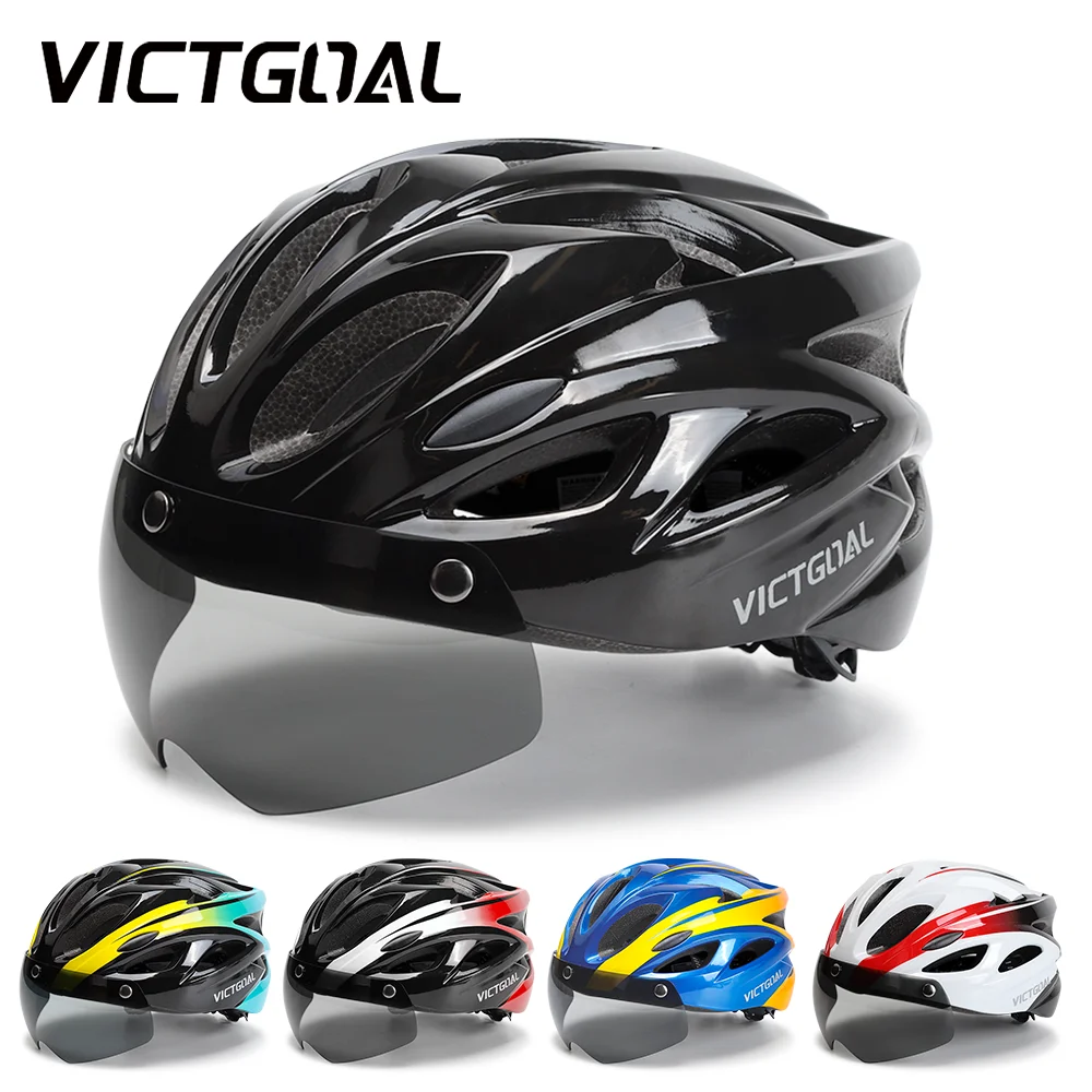 

VICTGOAL Magnetic Goggles Bike Helmet with LED Backlight UV400 Lens Mountain Bike Safety Caps Men Women Outdoor Cycling Helmet