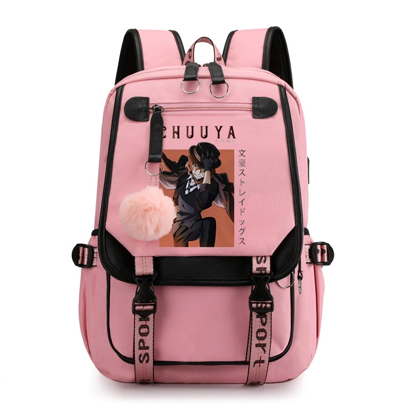 Bungou Stray Dogs School Bags Girls Teenager Backpack Children Usb Chuuya Nakahara Bungou Stray Dogs Anime School Bag Backpack