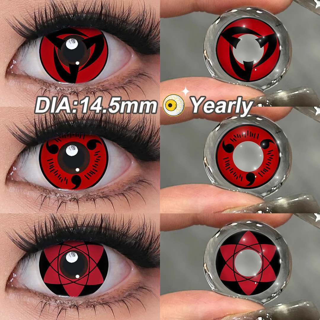 Lentes de contacto MAGISTER de 14,5 mm para uso anual con diseño Sharingan, ideales para Halloween, cosplay, anime, Uchiha Sasuke y Kakashi. 1 par.