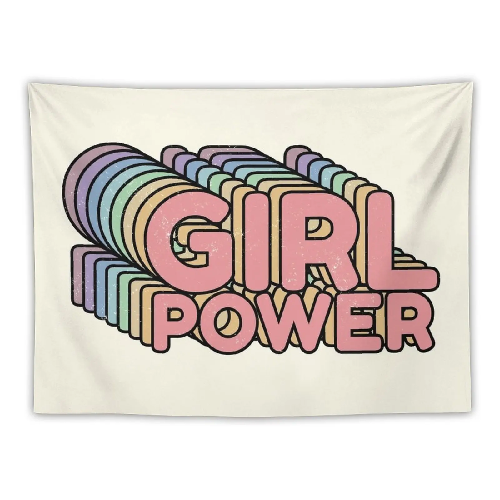 GRL PWR - Girl Power cool Vintage distressed typography design 70s 80s cute Retro style Tee shirts Tapestry Room Ornaments