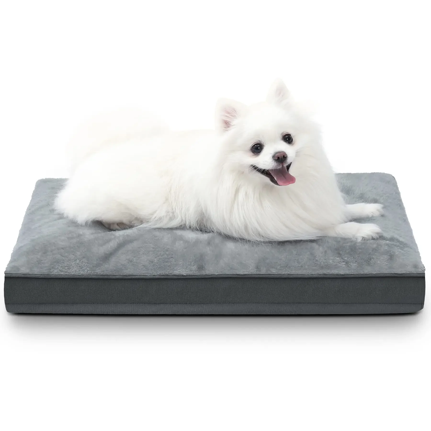 Dog Crate Bed Waterproof Deluxe Plush Dog Beds with Removable Washable Cover Anti-Slip Bottom Pet Sleeping Mattress