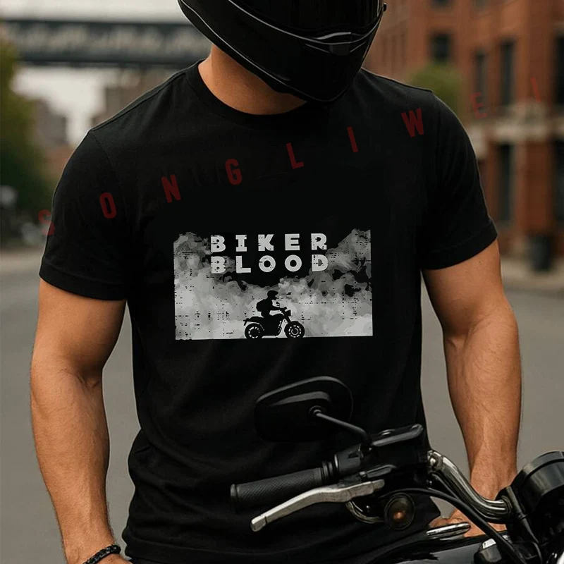

Biker Blood Motorcycle Motorbike Moto 100% Cotton T-Shirt Ultra Soft Round Neck Short Sleeve Tee For Men & Women