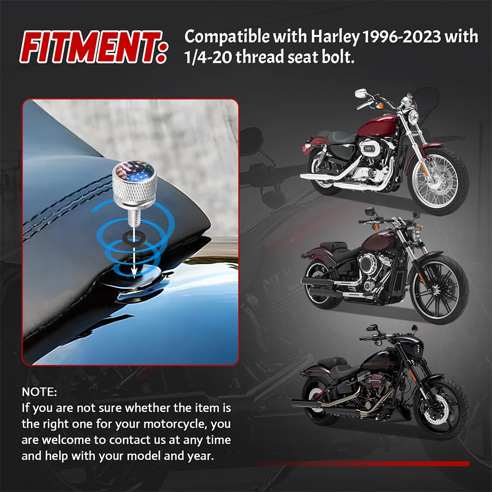 Motorcycle Accessories Rear Fender Seat Bolt Screw American Flag Chrome for Harley Electra Street Glide - view 3