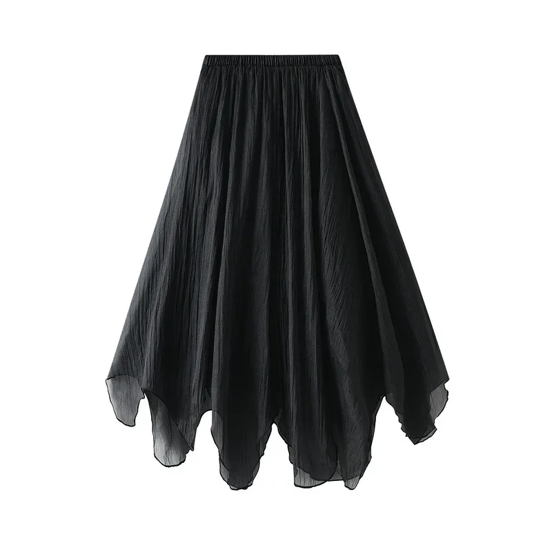 Asymmetrical High Waist Ruffles Mesh Tulle Long Midi Skirt for Women Medium and Long Styles Fairy Skirt Flowy Skirt Tulle Skirts