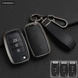 Zinc Alloy + Leather Car Key Case Cover For KIA Rio 3 4 K2 Ceed Cerato K3 K5 Sorento Sportage Soul K4 Picanto Optima Forte Soul
